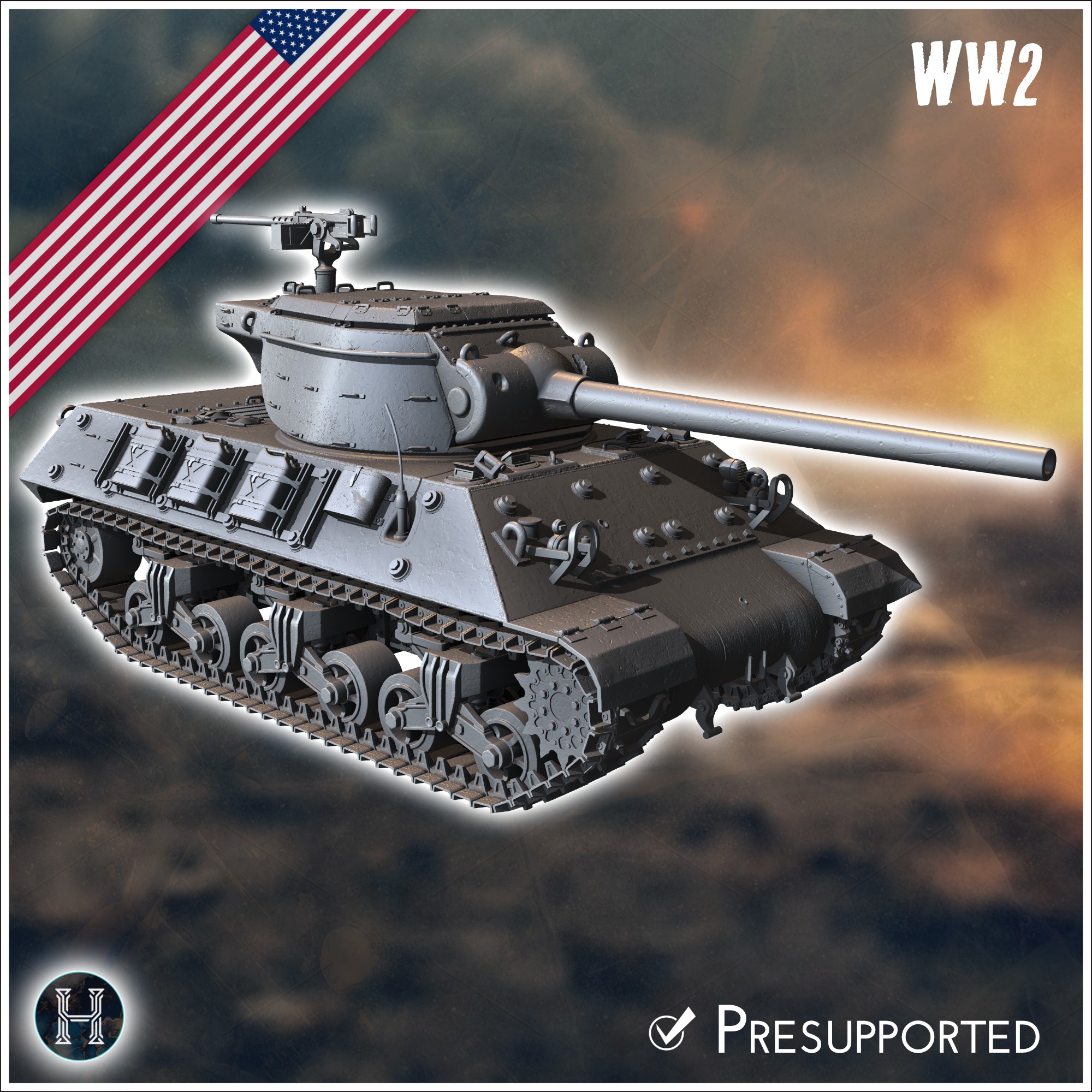 M36B2 Jackson Tank Destroyer (combat damaged version) - USA US Army Western Front Normandy Africa Bulge WWII D-Day